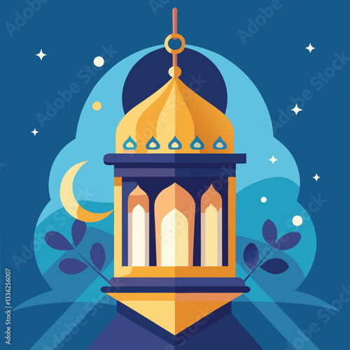 Arabic lantern, geometric design, Islamic lantern, Ramadan Kareem, golden dome,