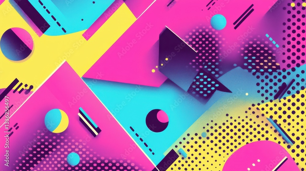 Fototapeta premium Vibrant Geometric Patterns in Bold Colors for Modern Design Projects