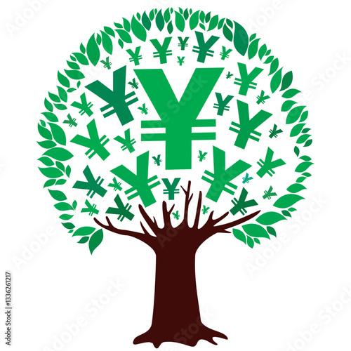 Money tree isolated on White background. vector illustration 