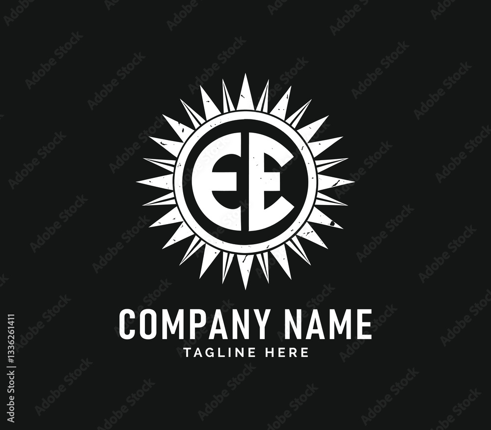 EE Monogram Logo Design. Stylish Monogram EE Logo Design with Sunburst Emblem, Vector EE Monogram Logo Design. Stylish Monogram EE Logo Design with Sunburst Emblem, Vector