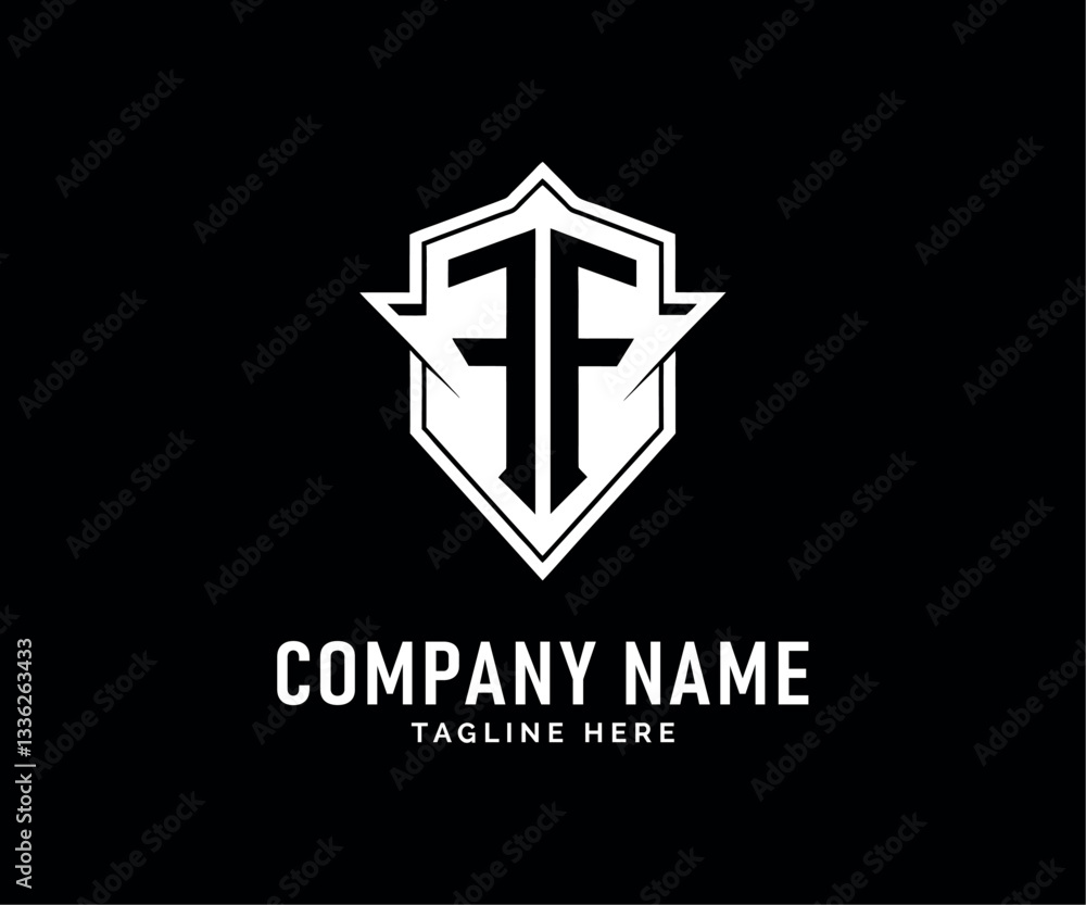 FF Monogram Logo Design. Bold FF Monogram Logo Design Shield Crest, Modern, Black, White, Vector, Vector FF Monogram Logo Design. Bold FF Monogram Logo Design Shield Crest, Modern, Black, White, Vector, Vector