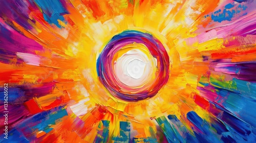 Vibrant Abstract Art with Circular Design and Bright Color Palette