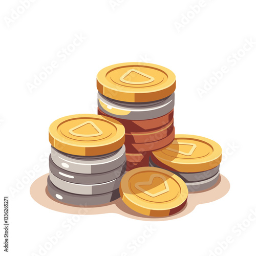 Neat stack of coins on white background, financial symbolism