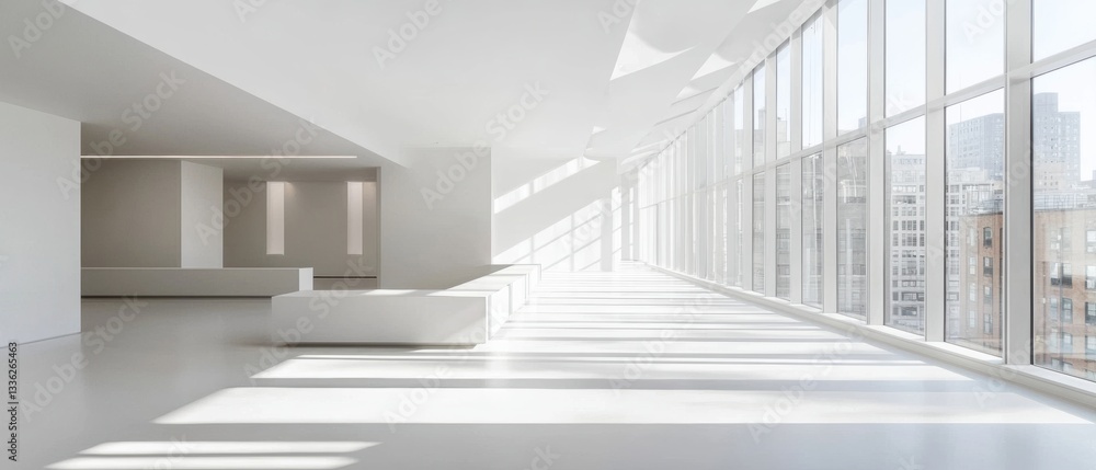 Obraz premium Modern office design showcasing dramatic negative space and light