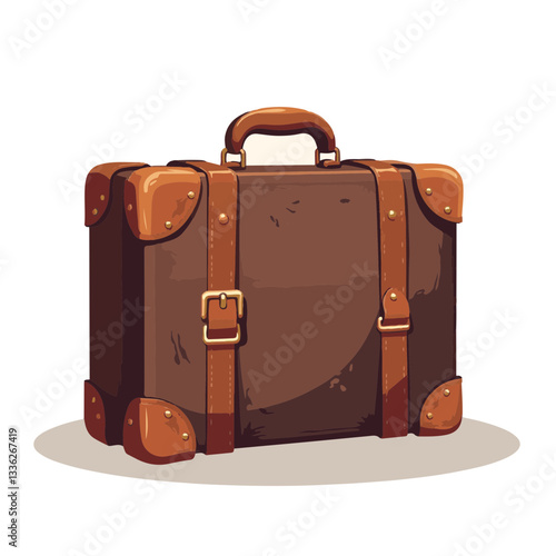 Vintage suitcase with worn edges on minimalist backdrop, travel nostalgia
