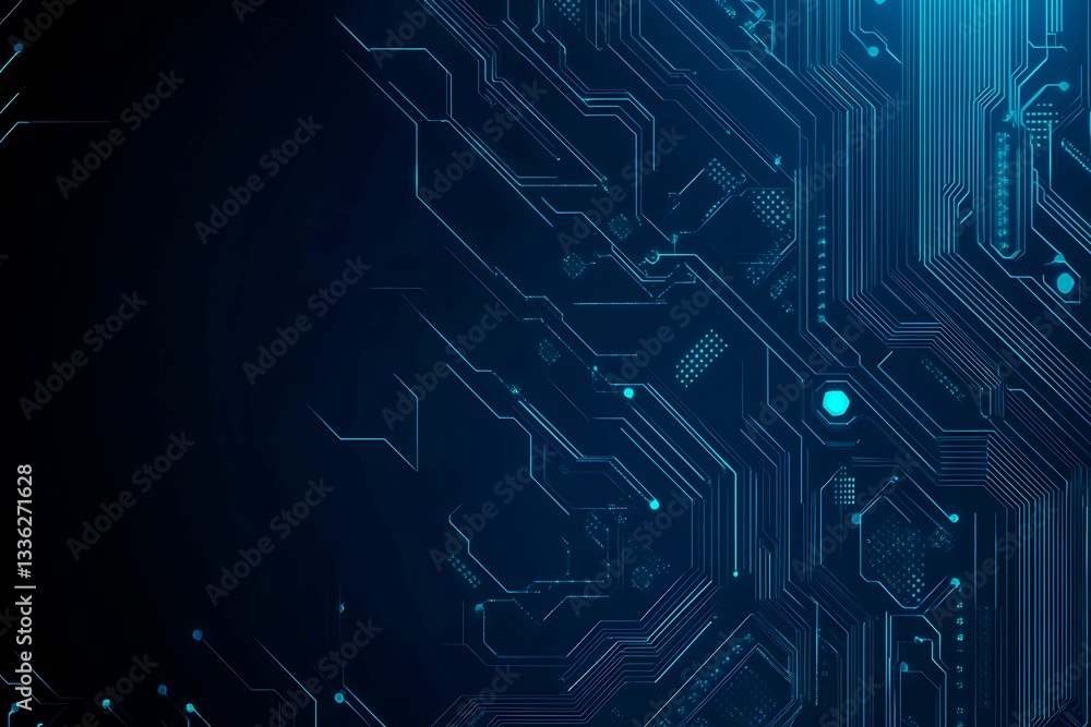 Abstract close-up of a glowing blue digital circuit board, showcasing intricate connections and technological design on a black background.
Abstract close-up of a glowing blue digital circuit board, showcasing intricate connections and technological design on a black background.