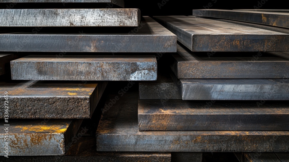 Heavy-duty steel bar stacks against a textured charcoal black background Heavy-duty steel bar stacks against a textured charcoal black background