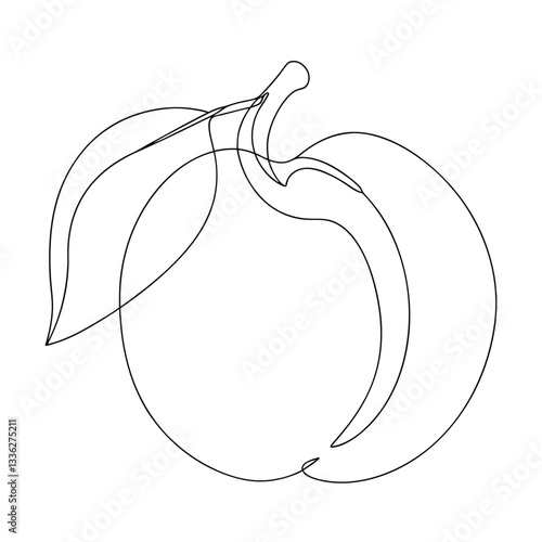 Single Line Drawing of a Plum Fruit Minimalist Art