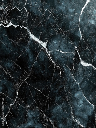 Dark Stone Surface Showing White Veins Across Its Texture