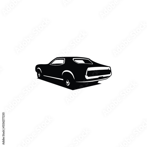 Mustang car silhouette car logo isolated on white background, rear view. Vector illustration available in eps 10.