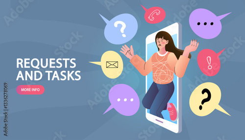 Businessman talking with multiple speech bubbles. Verbal or oral communication skill. public speaking. storytelling or explanation. talking or discussion. telling message or speech concept. vector