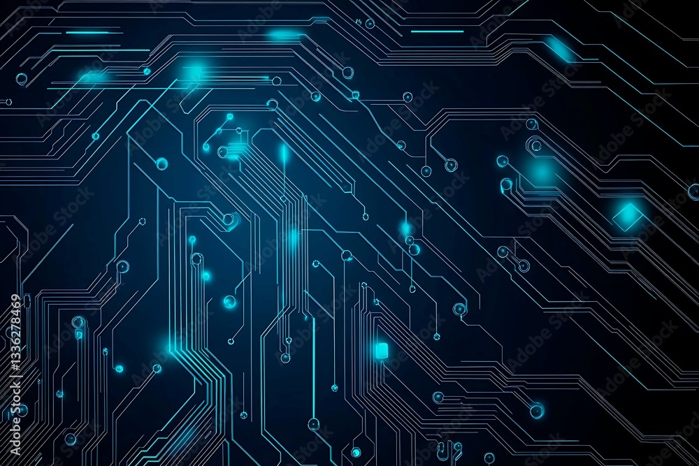 Abstract close-up of a glowing blue digital circuit board, showcasing intricate connections and technological design on a black background.
Abstract close-up of a glowing blue digital circuit board, showcasing intricate connections and technological design on a black background.