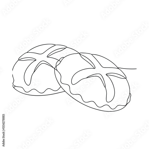 Simple Line Drawing of Two Sweet Bread Rolls