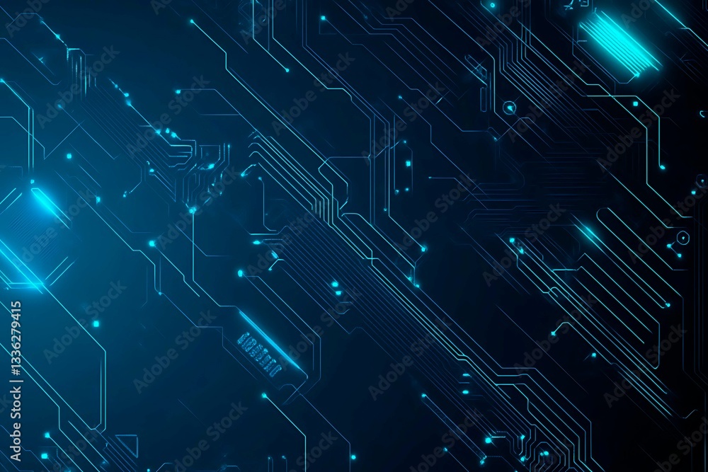 Abstract close-up of a glowing blue digital circuit board, showcasing intricate connections and technological design on a black background.
Abstract close-up of a glowing blue digital circuit board, showcasing intricate connections and technological design on a black background.