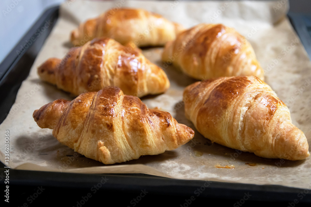 Fresh croissants just out of the oven. Fresh croissants just out of the oven.