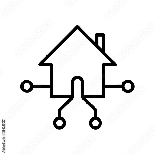 Minimalistic smart home icon representing connected technology and automation