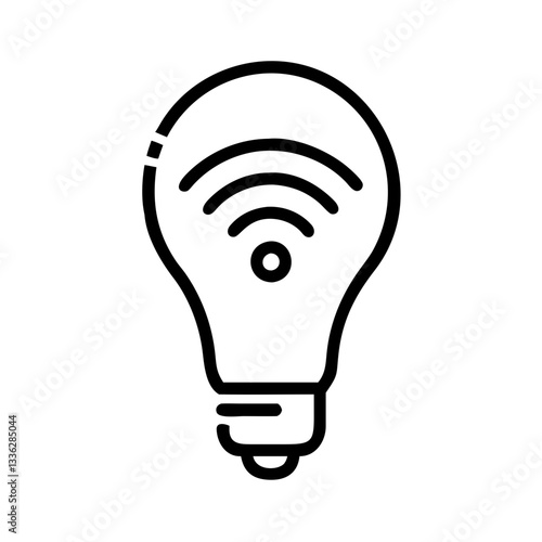 Smart light bulb icon with wifi signal in black and white design
