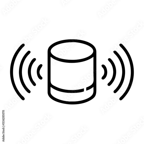 Speaker icon with sound waves on white background