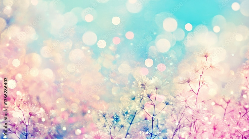 Delicate wildflowers are seen against a dreamy pastel background Delicate wildflowers are seen against a dreamy pastel background