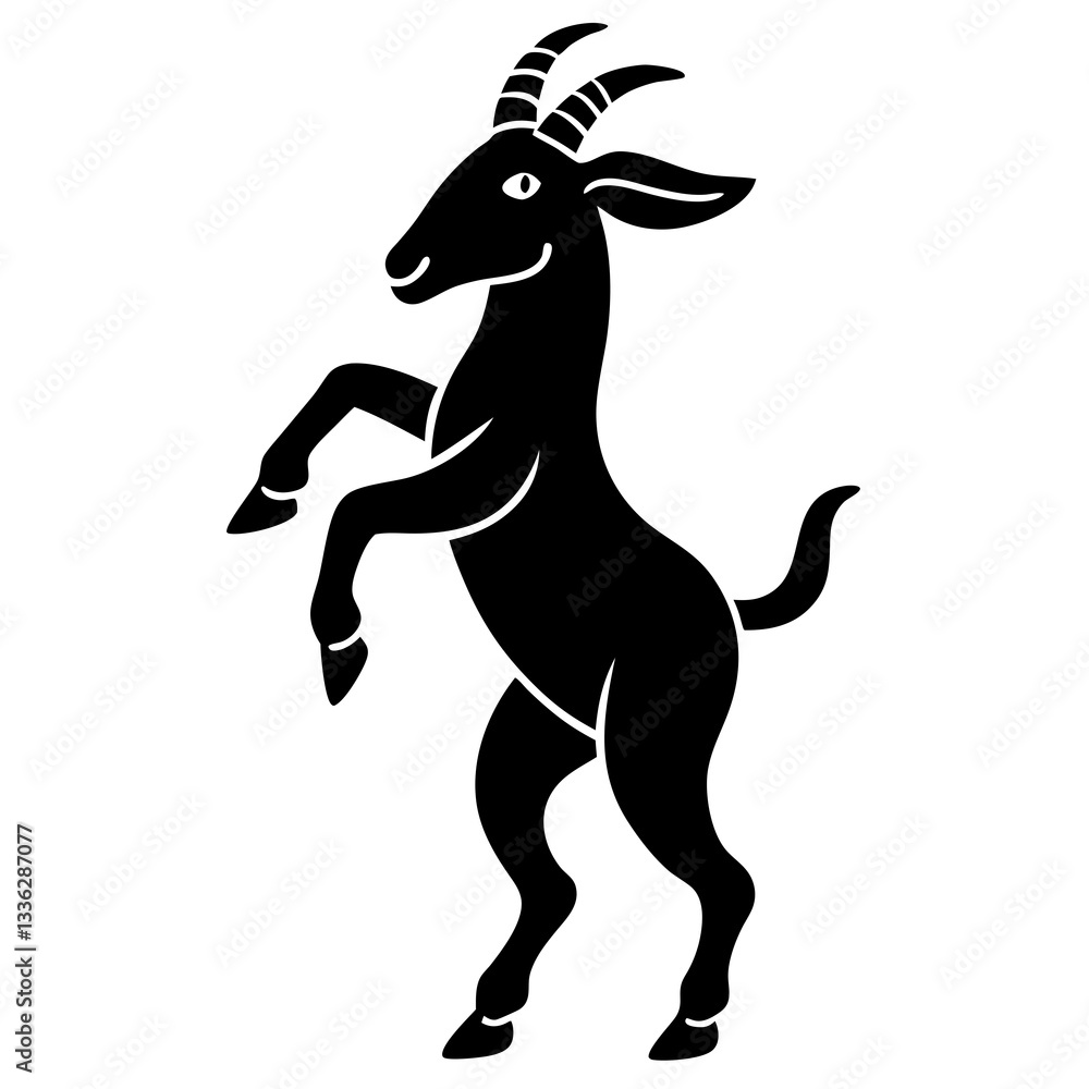 Obraz premium A dancing goat silhouette vector illustration
