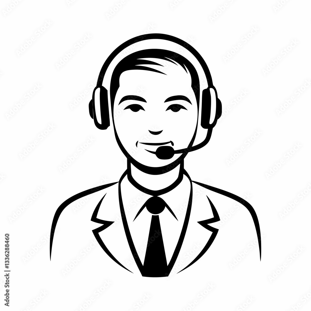 Customer service icon: blue gradient illustration with headset and speech bubble Customer service icon: blue gradient illustration with headset and speech bubble