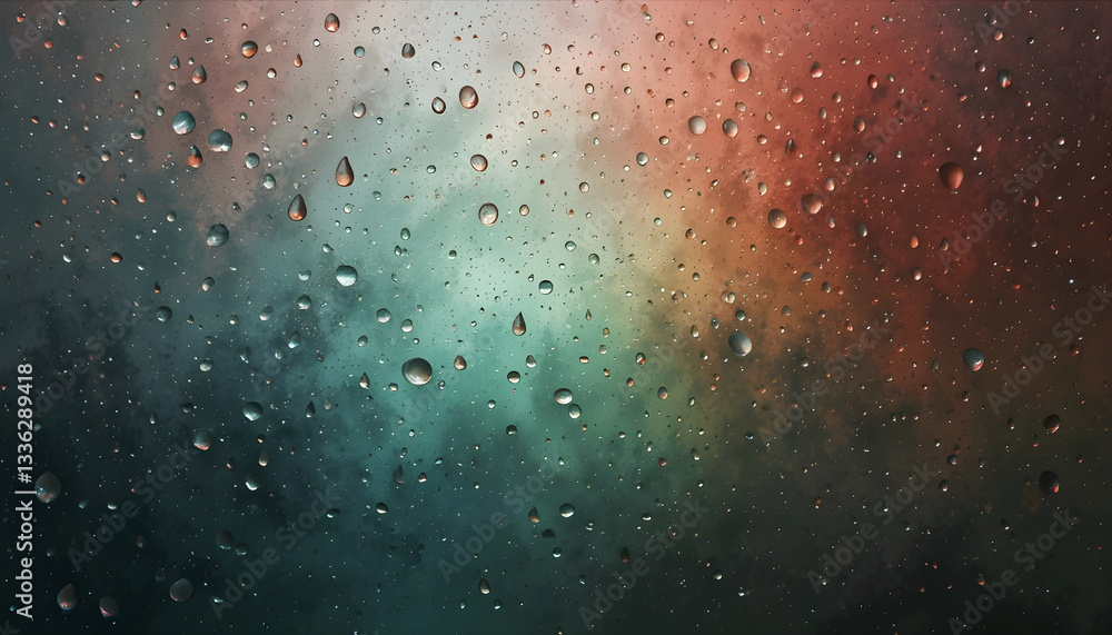 Fototapeta premium Rain drops on window, a moody abstract art