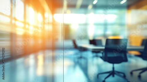 Wallpaper Mural Modern office interior, blurred view through glass. Possible use Stock photo Torontodigital.ca