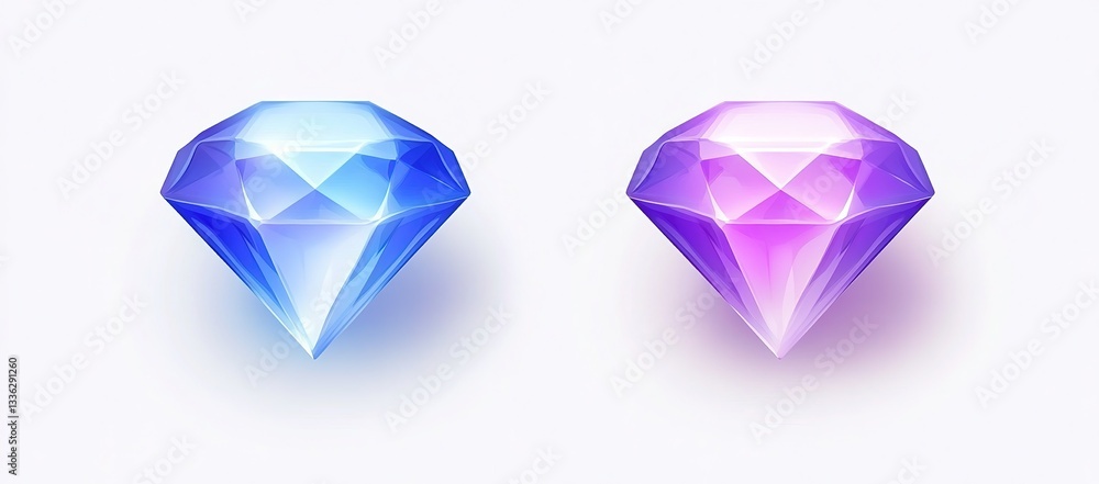 Sparkling Blue and Purple Gemstones Realistic 3D Render of Shiny Diamonds Sparkling Blue and Purple Gemstones Realistic 3D Render of Shiny Diamonds