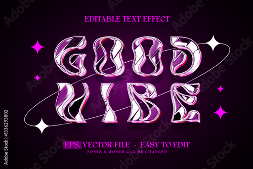 Groovy chrome text, Editable text effect