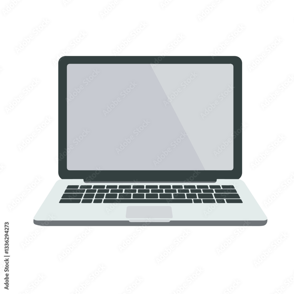 Flat design laptop icon for technology and digital applications Flat design laptop icon for technology and digital applications