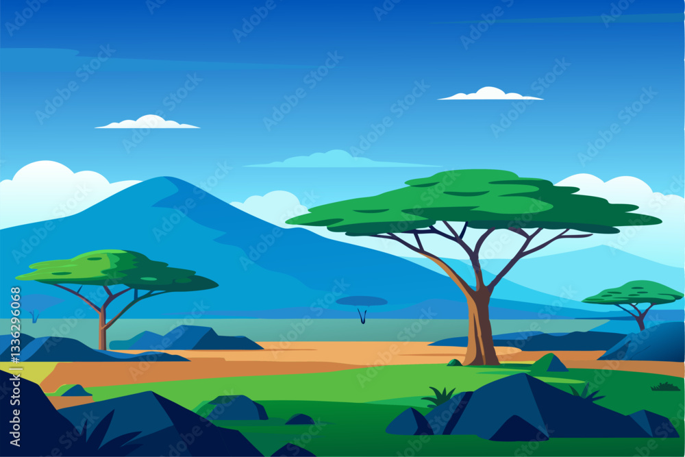 Obraz premium landscape with trees and mountains