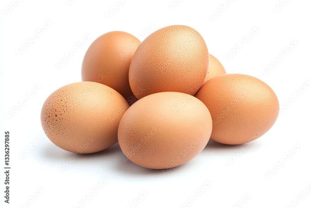 Five Brown Eggs Close-up Studio Shot, Fresh Food, Healthy Breakfast Five Brown Eggs Close-up Studio Shot, Fresh Food, Healthy Breakfast