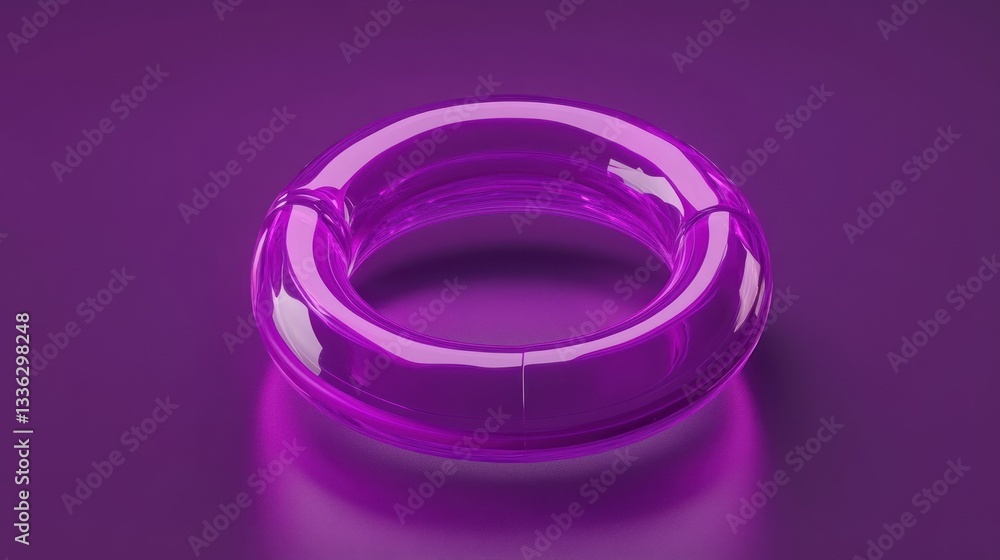 A shiny circular object of transparent purple color displayed on a surface A shiny circular object of transparent purple color displayed on a surface