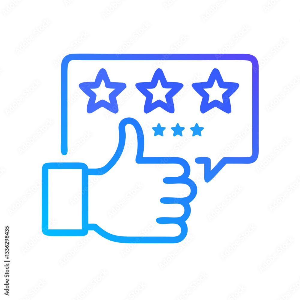Thumbs up and stars icon representing positive feedback and customer satisfaction Thumbs up and stars icon representing positive feedback and customer satisfaction