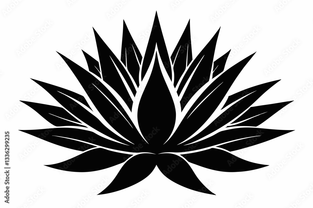 agave wild flower line art silhouette vector illustration agave wild flower line art silhouette vector illustration