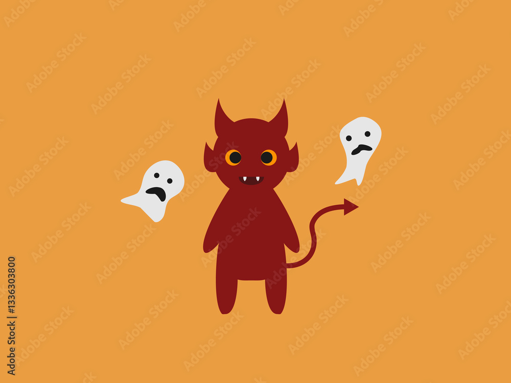 Fototapeta premium a cartoonish devil with horns
