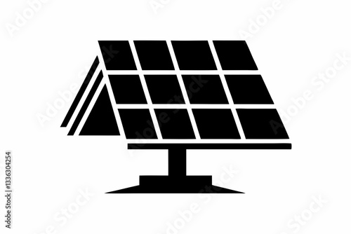 solar panel icon line art silhouette vector illustration