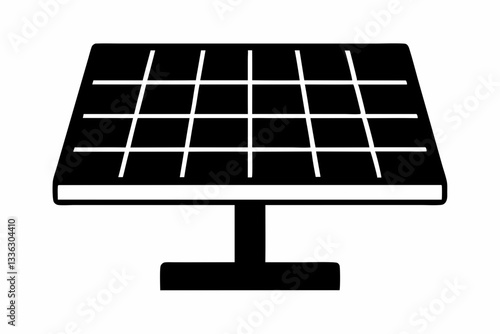 solar panel icon line art silhouette vector illustration