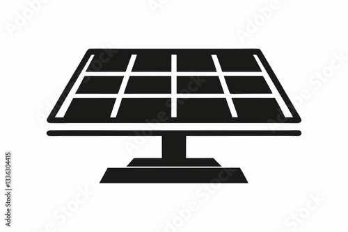 solar panel icon line art silhouette vector illustration