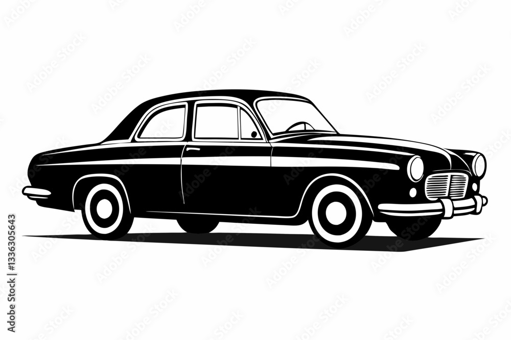 Obraz premium vintage car line art silhouette vector illustration