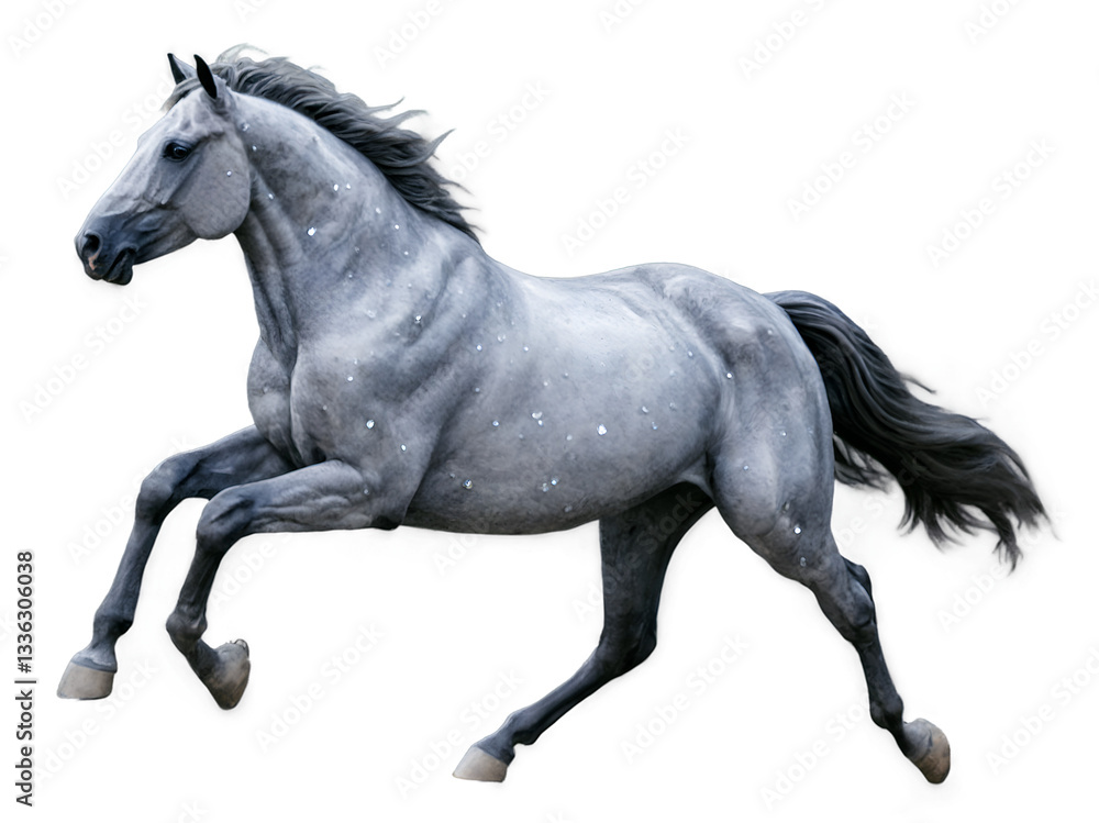 Hyperrealistic Horse in Motion with Crystalline Accents Radiating Light Hyperrealistic Horse in Motion with Crystalline Accents Radiating Light