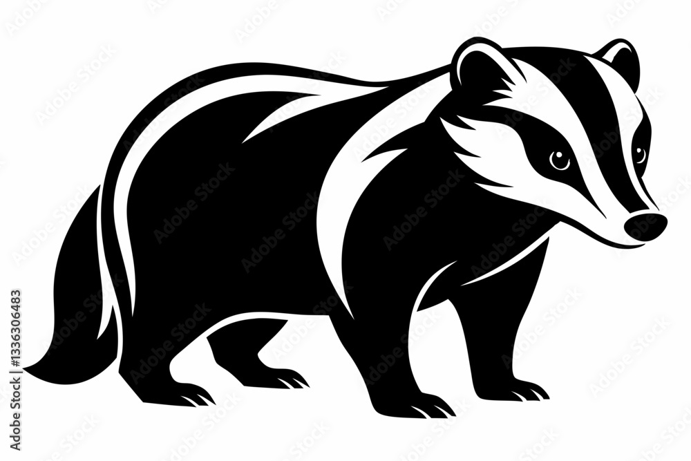 Obraz premium badger line art silhouette vector illustration