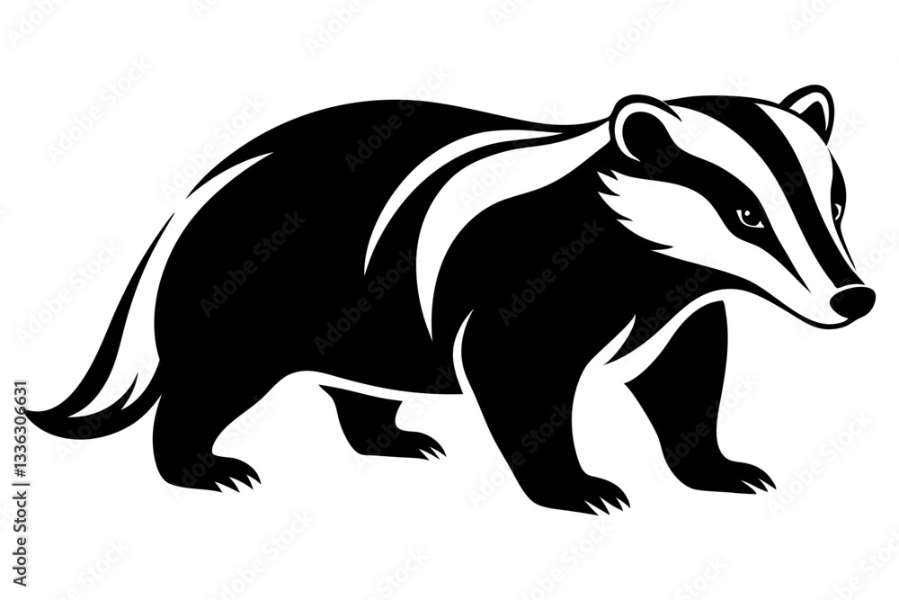 Fototapeta premium badger line art silhouette vector illustration