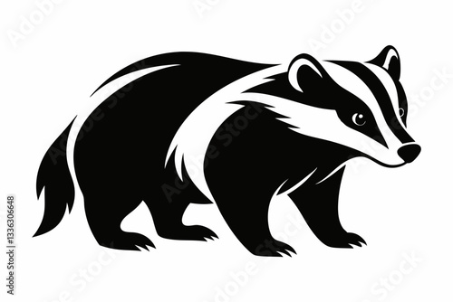 badger line art silhouette vector illustration