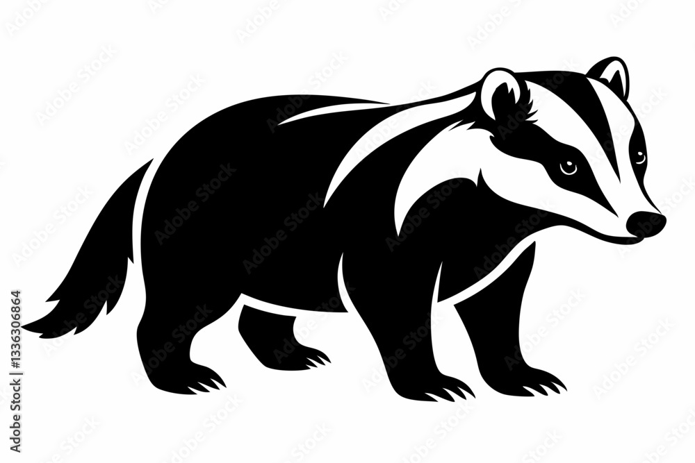 Fototapeta premium badger line art silhouette vector illustration