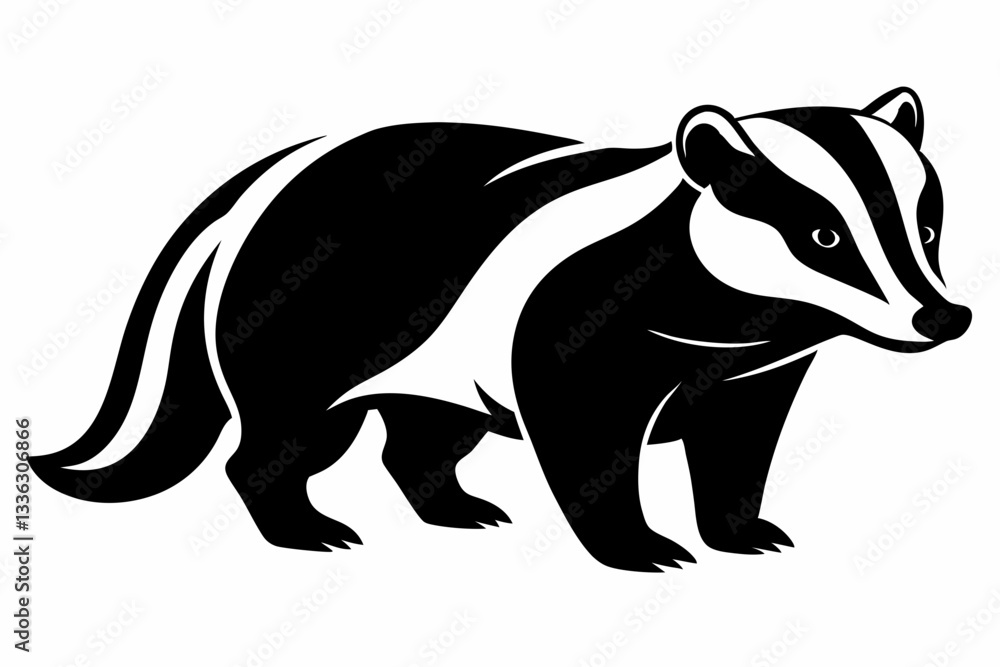 Fototapeta premium badger line art silhouette vector illustration