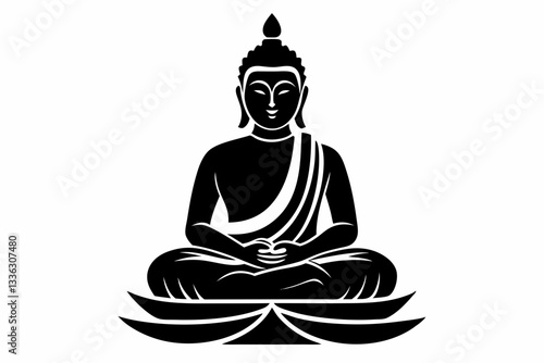 buddha icon line art silhouette vector illustration