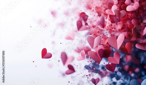 Romantic Red and Pink Hearts Burst Valentine's Day Design Background