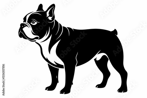 bulldog line art silhouette vector illustration