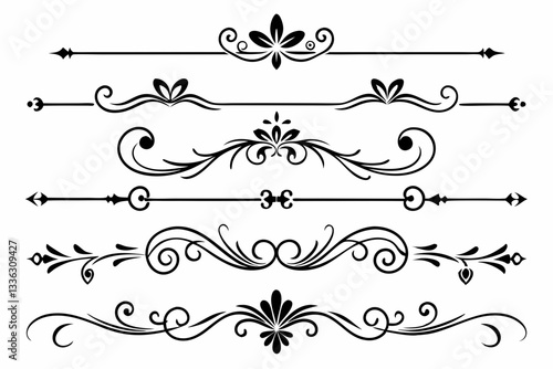  calligraphic ornamental divider collection line art silhouette vector illustration
